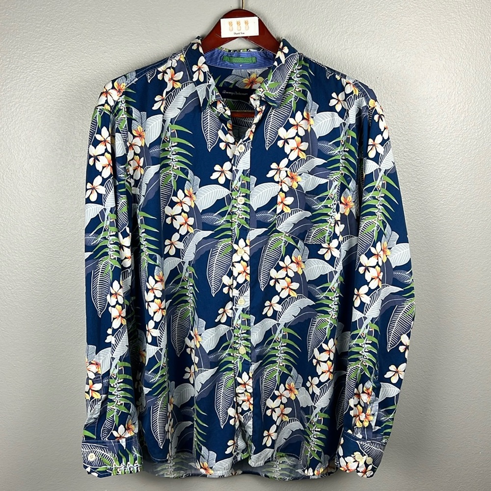 Tommy Bahama Navy Blue Tropical Floral Button-Down Shirt